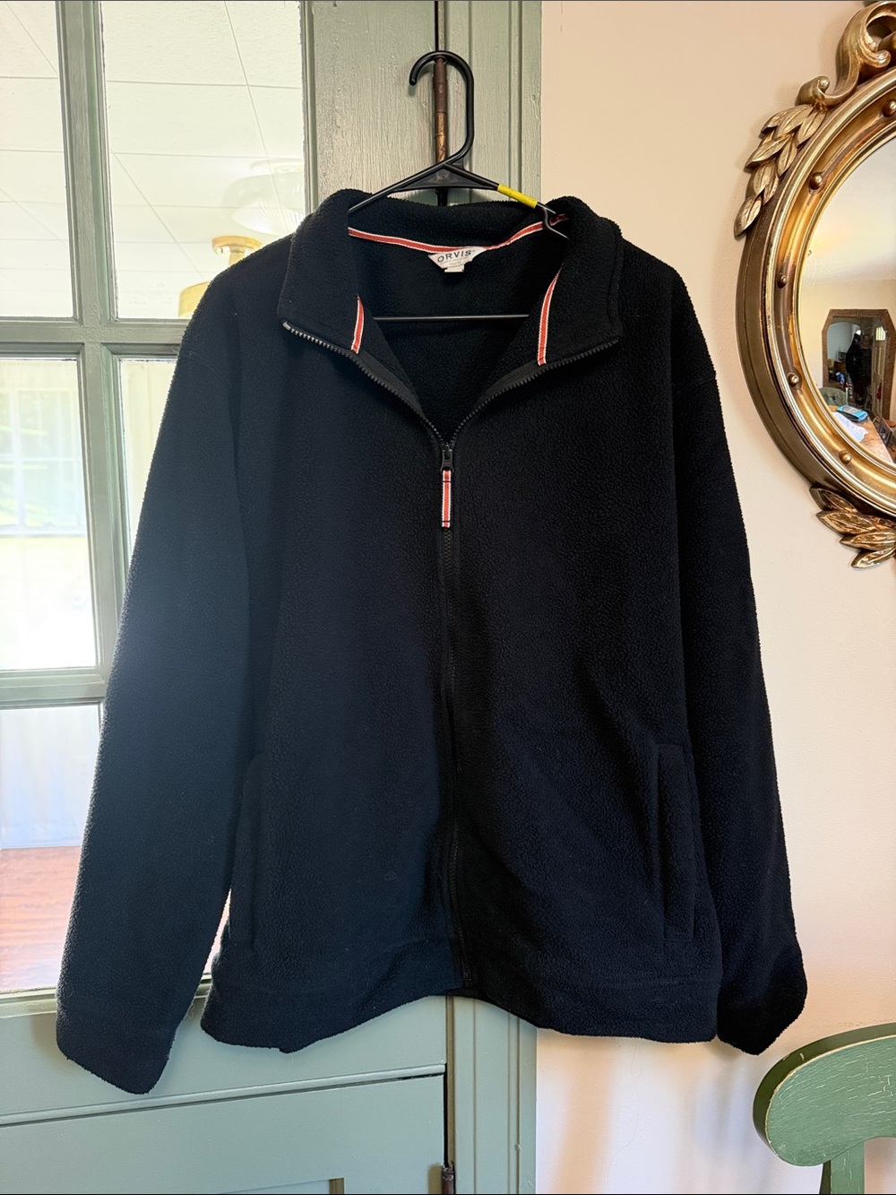 Orvis Black Lightweight Fleece Zip Jacket with Pink Trim